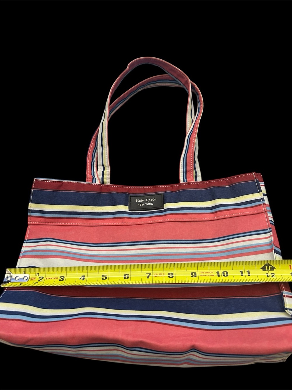 kate spade Coral, Navy & Cream Striped Canvas Tote